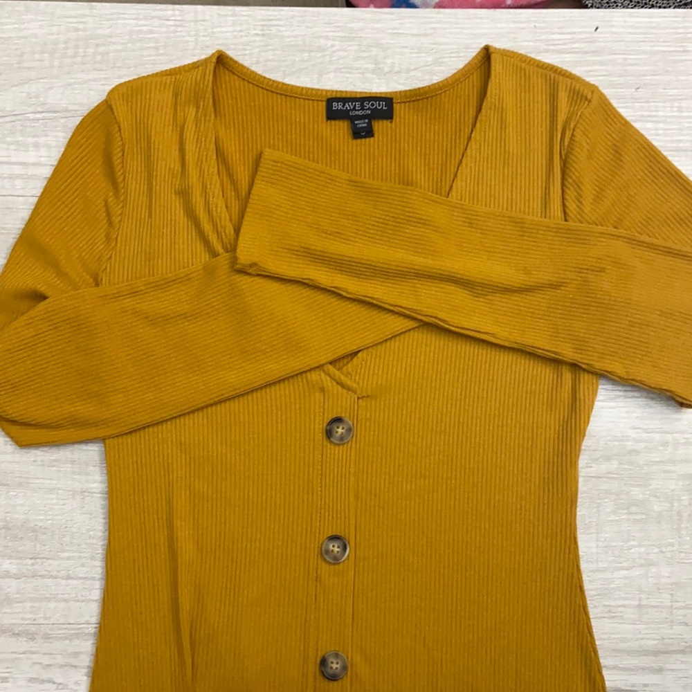 Yellow button up dress